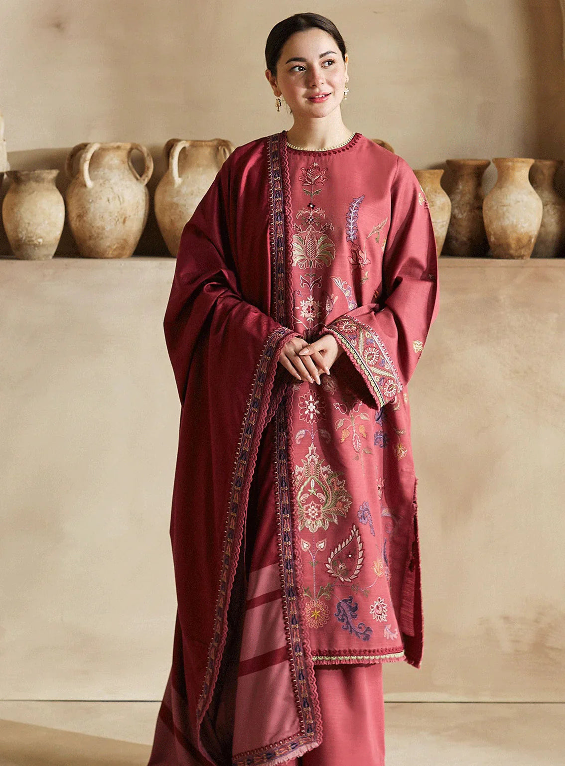 ZARA SHAHJAHAN-3PC DHANAK HEAVY EMBROIDERED SUIT SD-14