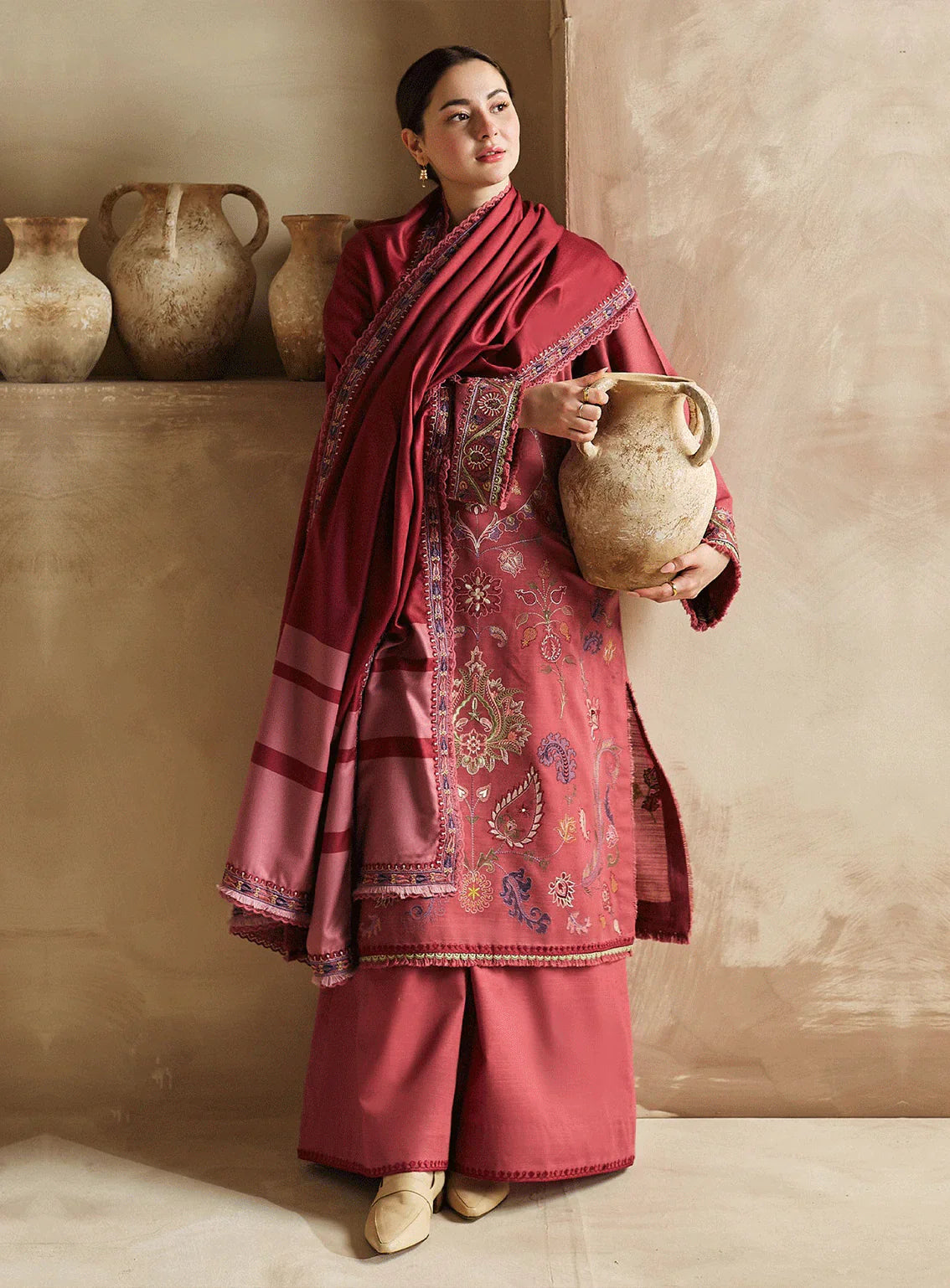 ZARA SHAHJAHAN-3PC DHANAK HEAVY EMBROIDERED SUIT SD-14