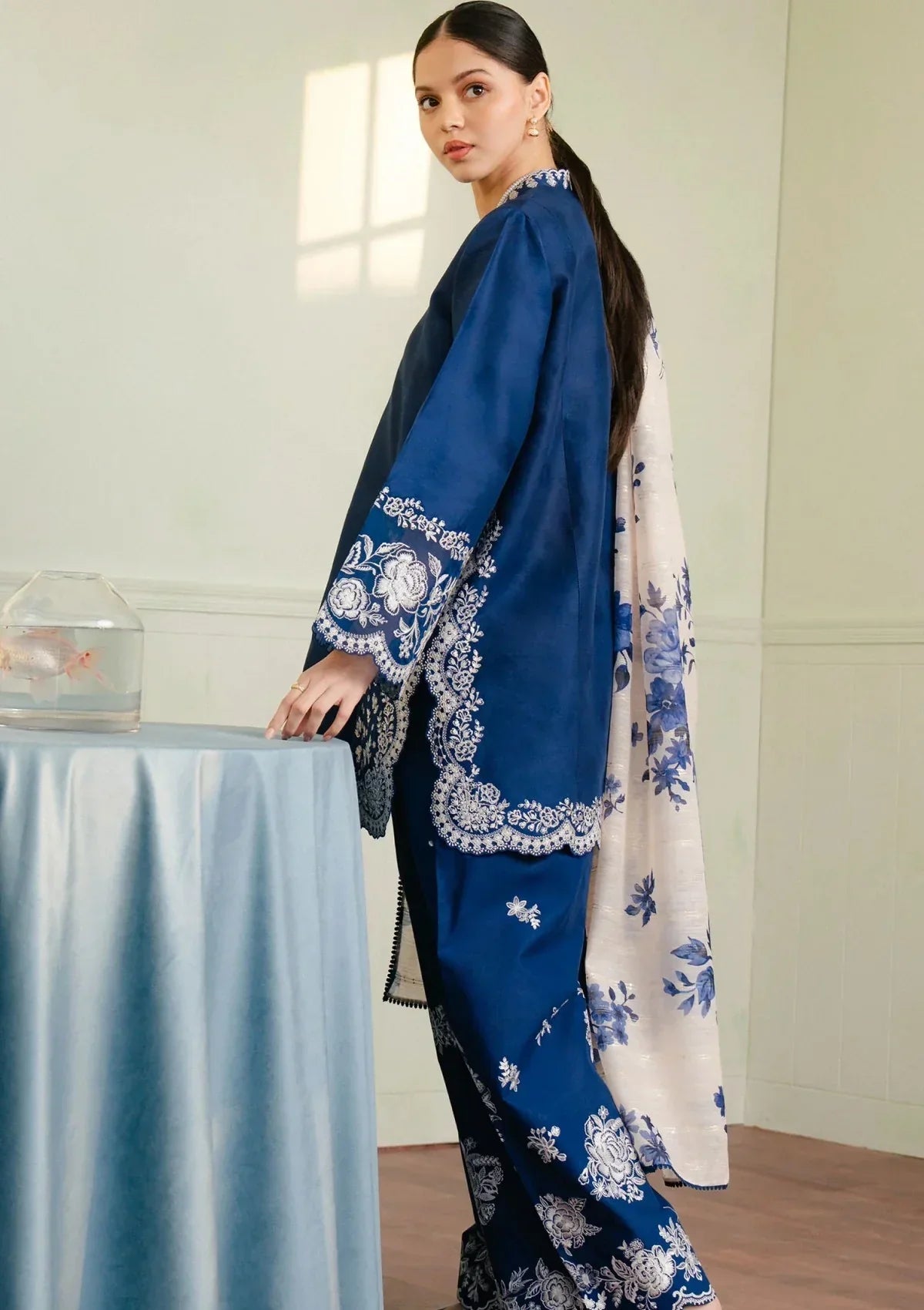 ZARA SHAHJAHAN-3PC DHANAK HEAVY EMBROIDERED SUIT SD-15