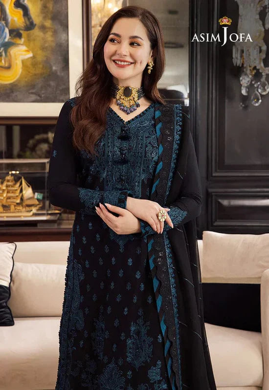 ASIMJOFA-3PC DHANAK EMBROIDERED SUIT SD-18