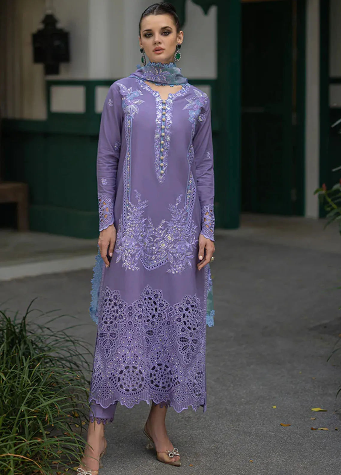 MOHAGNI-3PC DHANAK EMBROIDERED SUIT SD-20