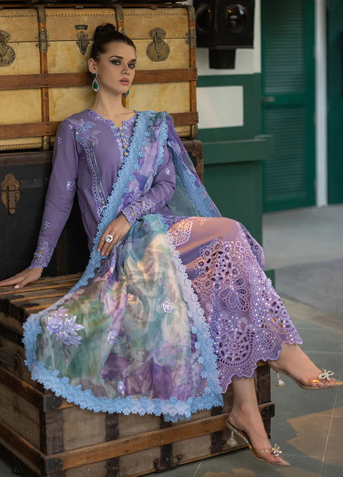 MOHAGNI-3PC DHANAK EMBROIDERED SUIT SD-20