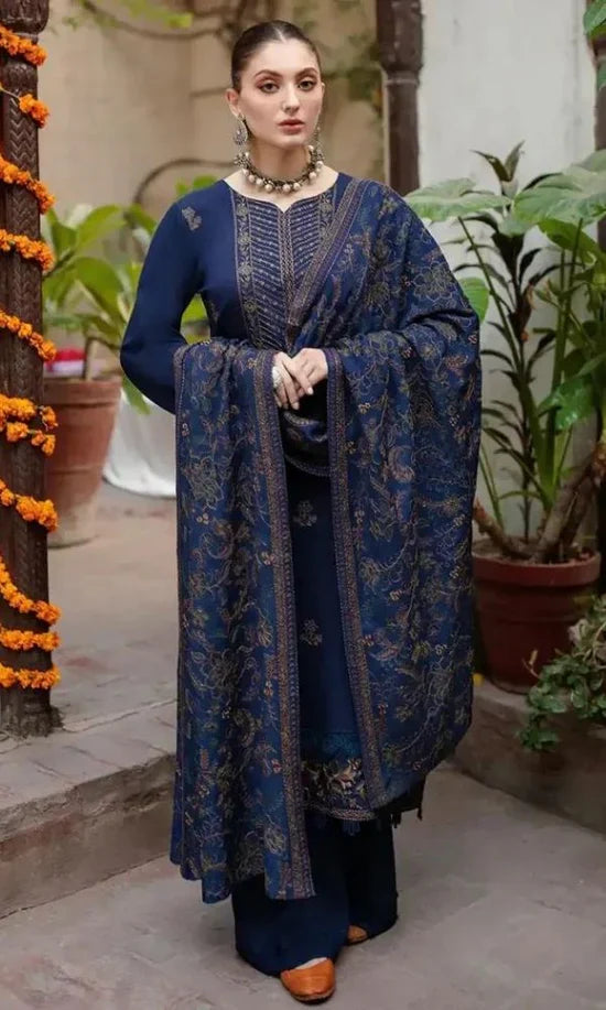 BAREEZE-3PC DHANAK EMBROIDERED SUIT SD-41