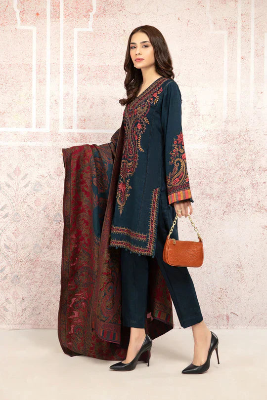 JAZMIN-3PC DHANAK EMBROIDERED SUIT SD-19