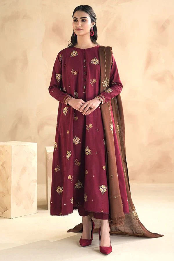 KAYSRIYA-3PC DHANAK EMBROIDERED SUIT-SD-44
