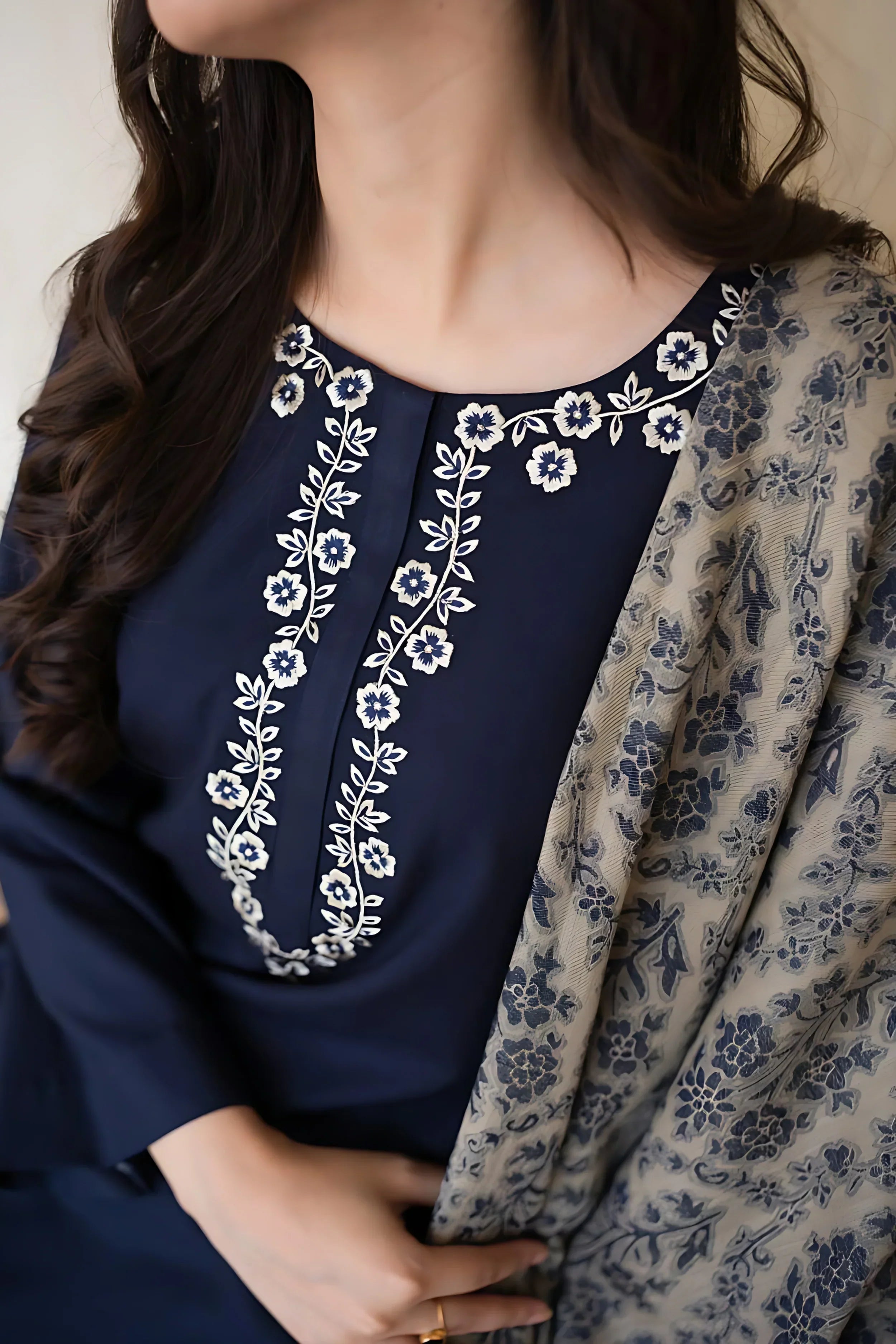 AISLING-3PC DHANAK EMBROIDERED SUIT SD-38