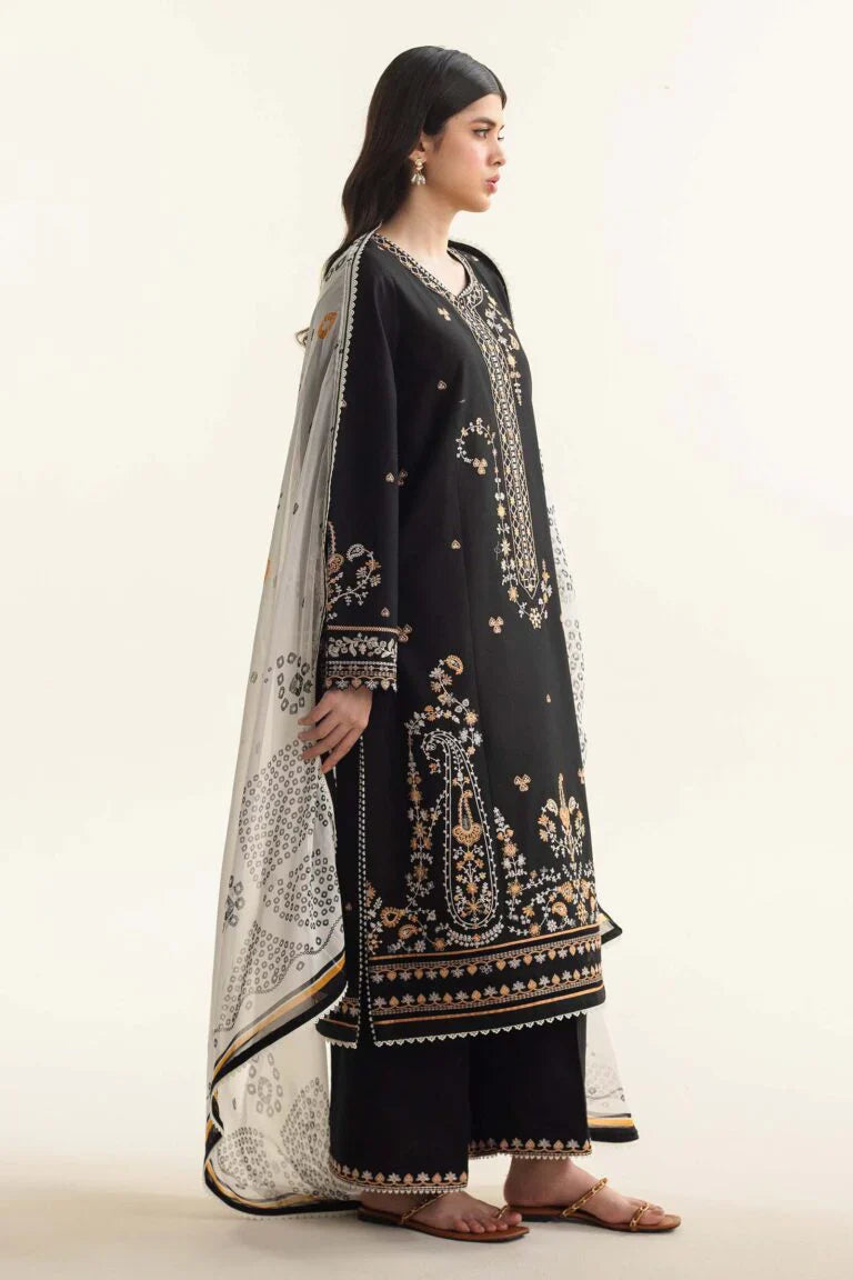 ZARASHAJAN-3PC DHANAK EMBROIDERED SUIT SD-33