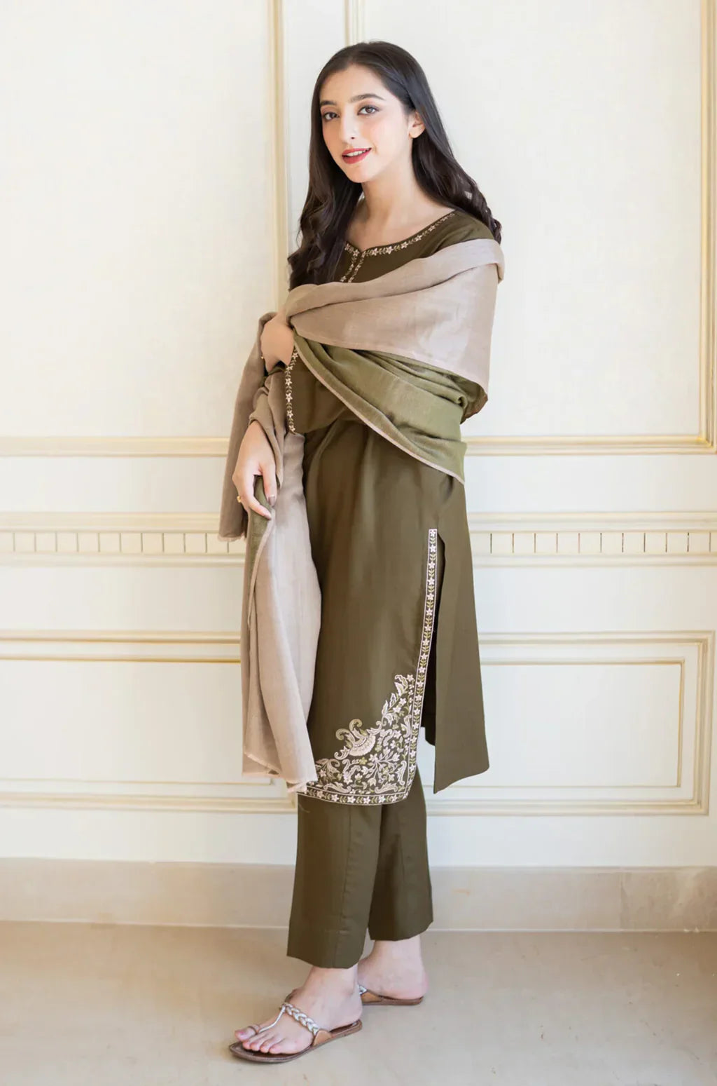 AISLING-3PC DHANAK EMBROIDERED SUIT SD-22