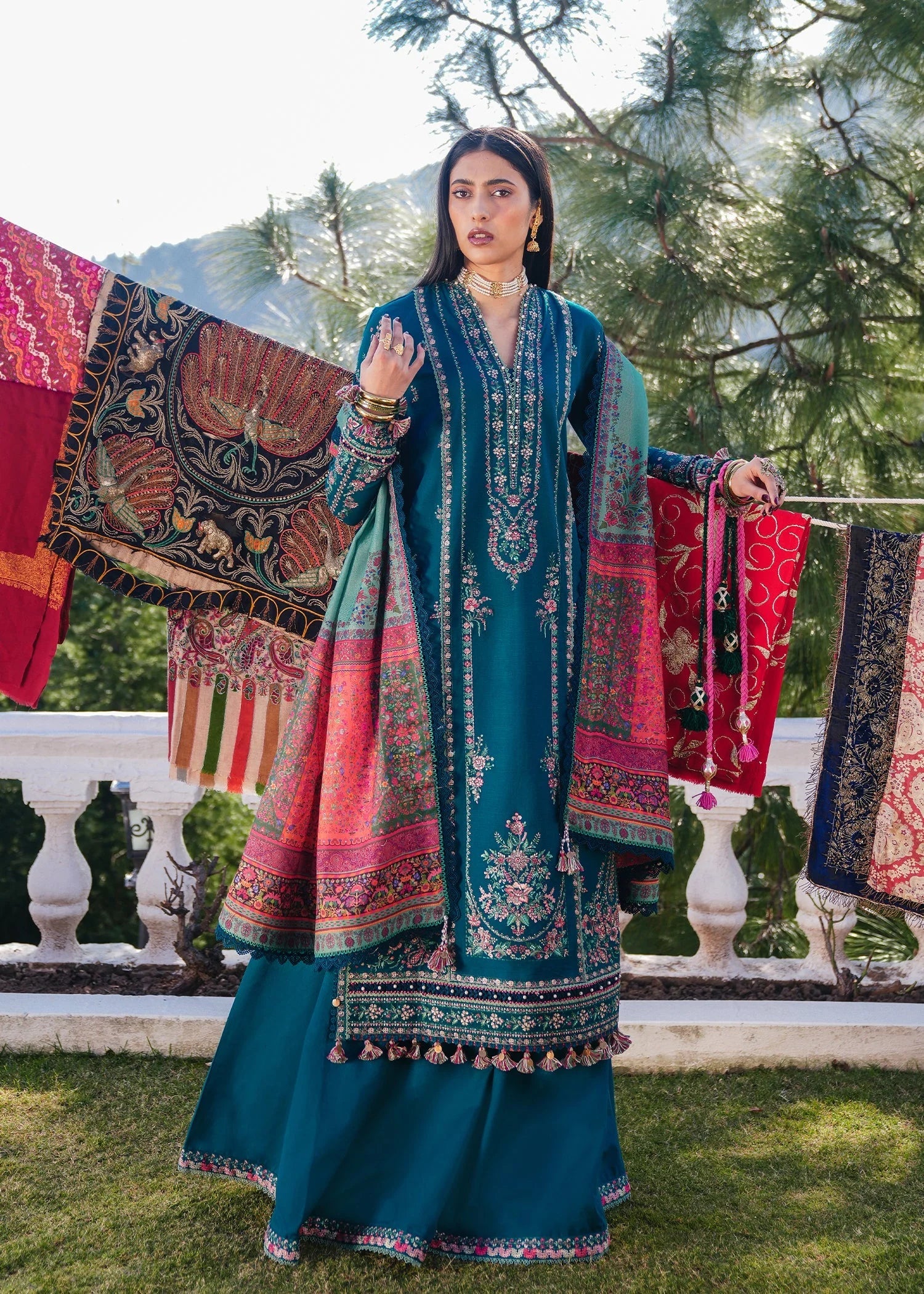 HUSSAIN REHAR-3PC SDHANAK EMBROIDED SUIT SD-08