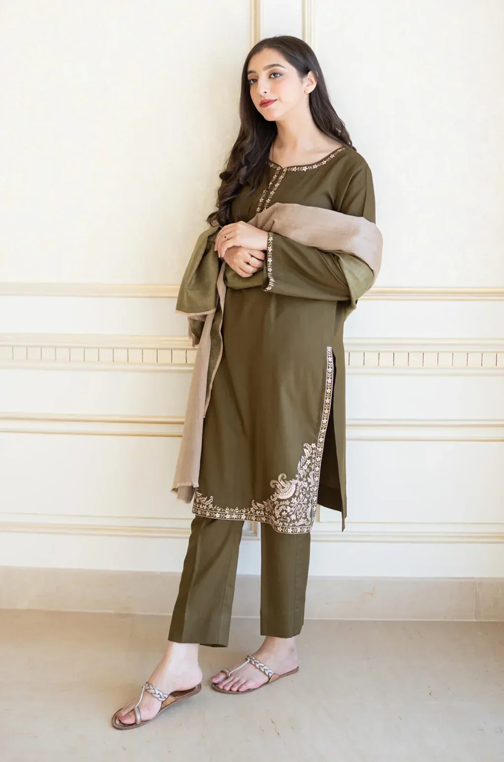 AISLING-3PC DHANAK EMBROIDERED SUIT SD-22