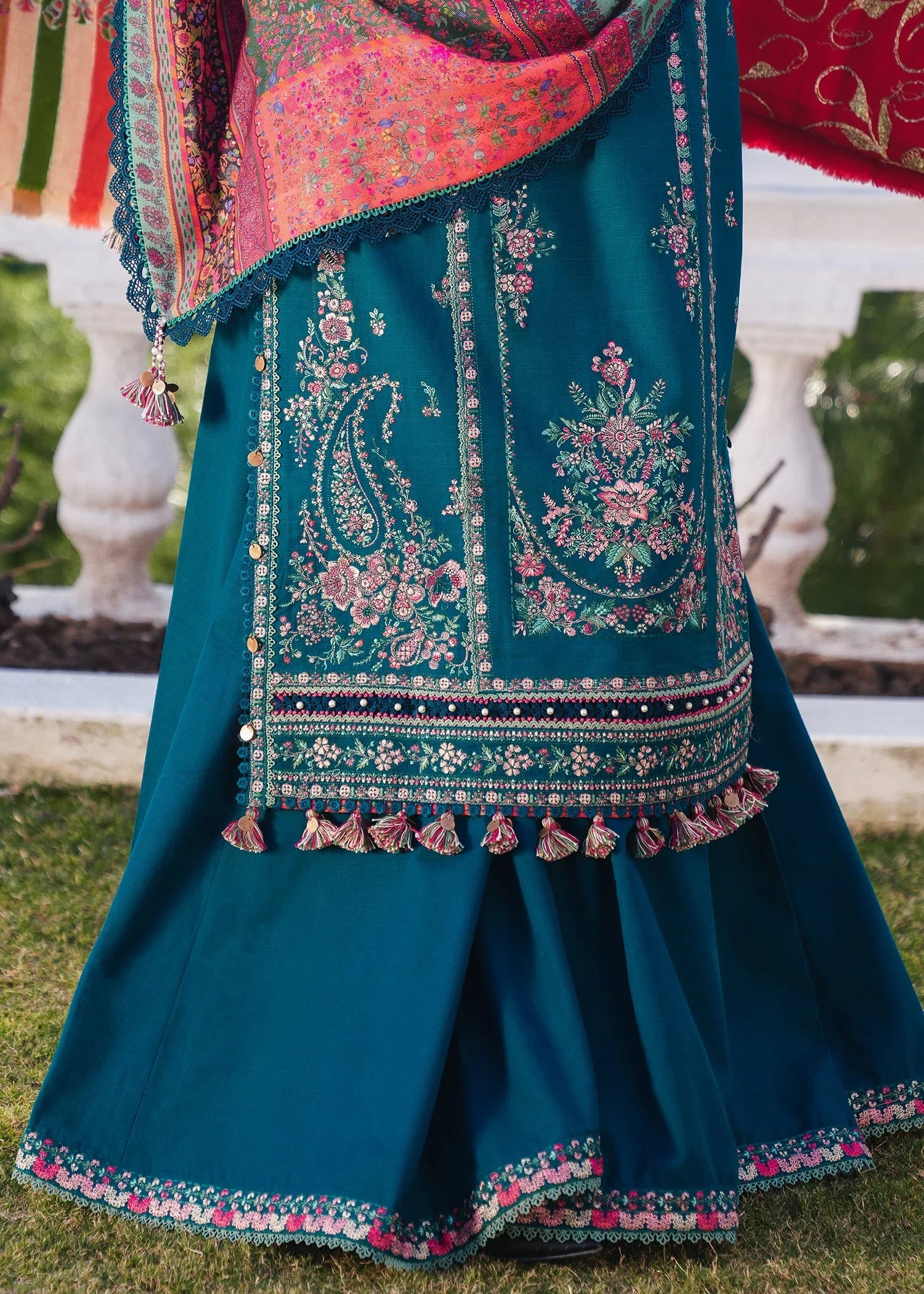 HUSSAIN REHAR-3PC SDHANAK EMBROIDED SUIT SD-08