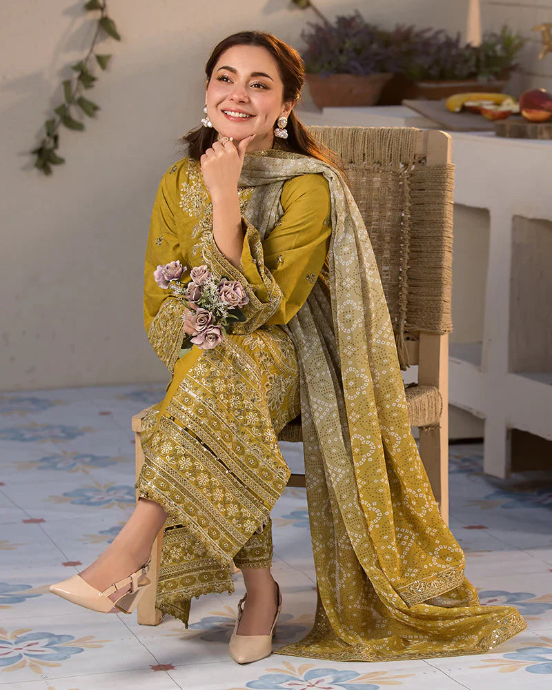 JADE-3PC DHANAK HEAVY EMBROIDERED SUIT SD-11