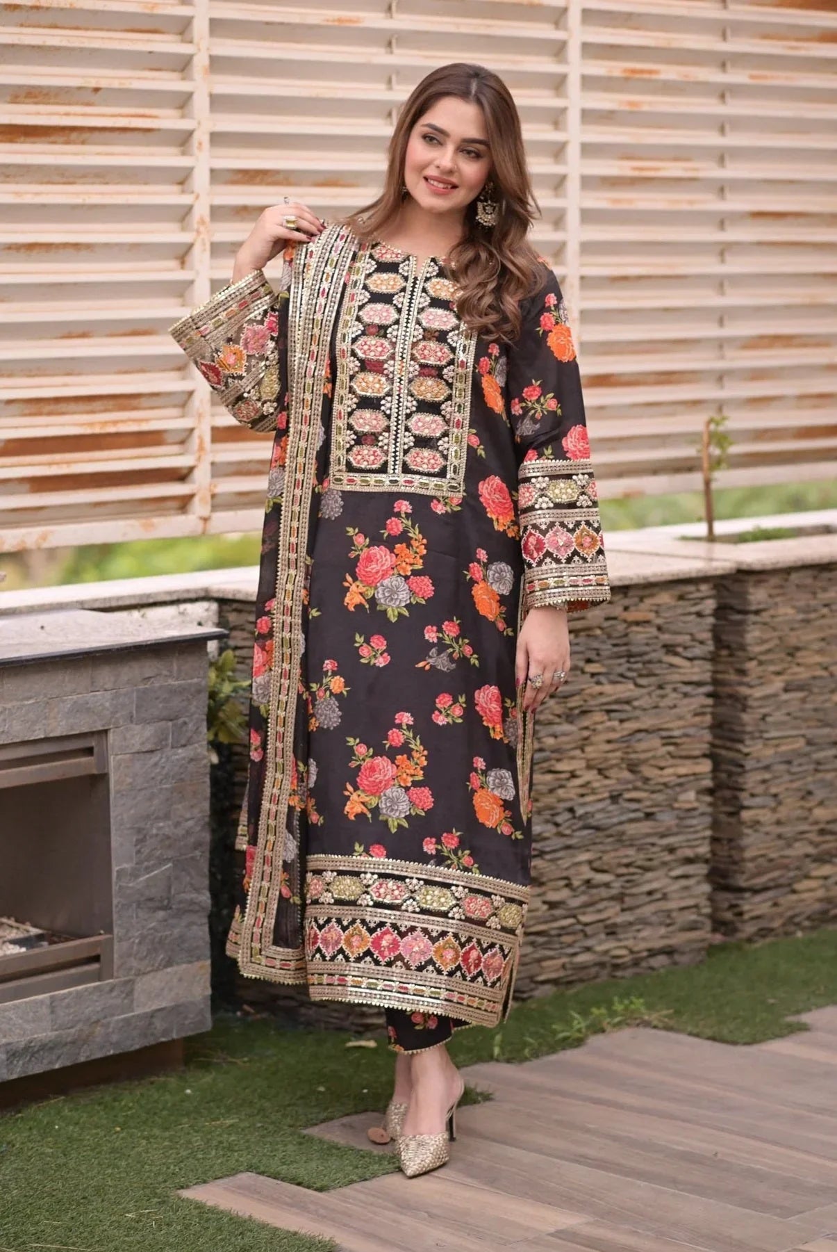 ANEELAS-SHAMOZ 3PC SOFT DIGITAL PRINTED SUIT SD-24