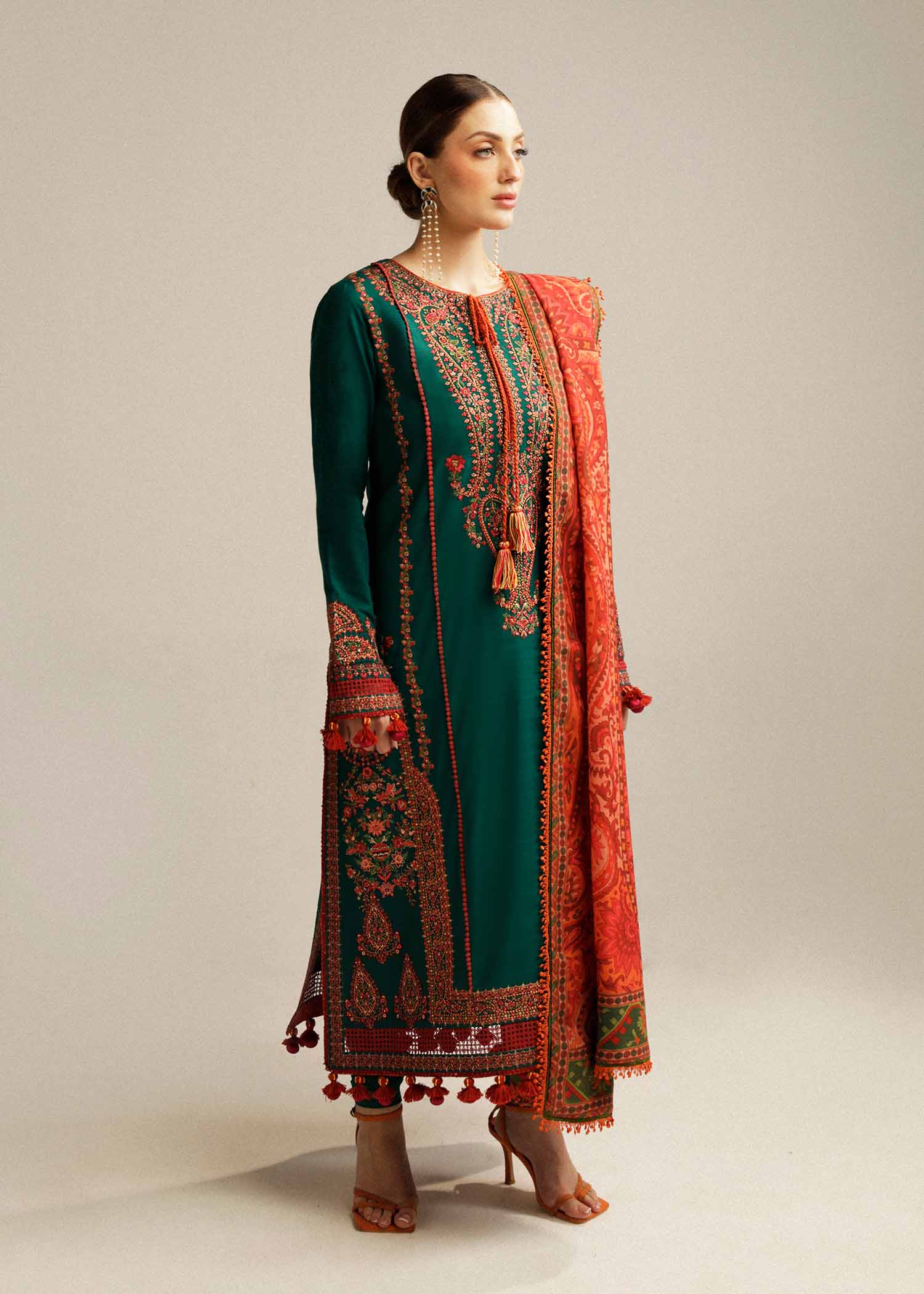 HUSSAIN REHAR-3PC SDHANAK EMBROIDED SUIT SD-12