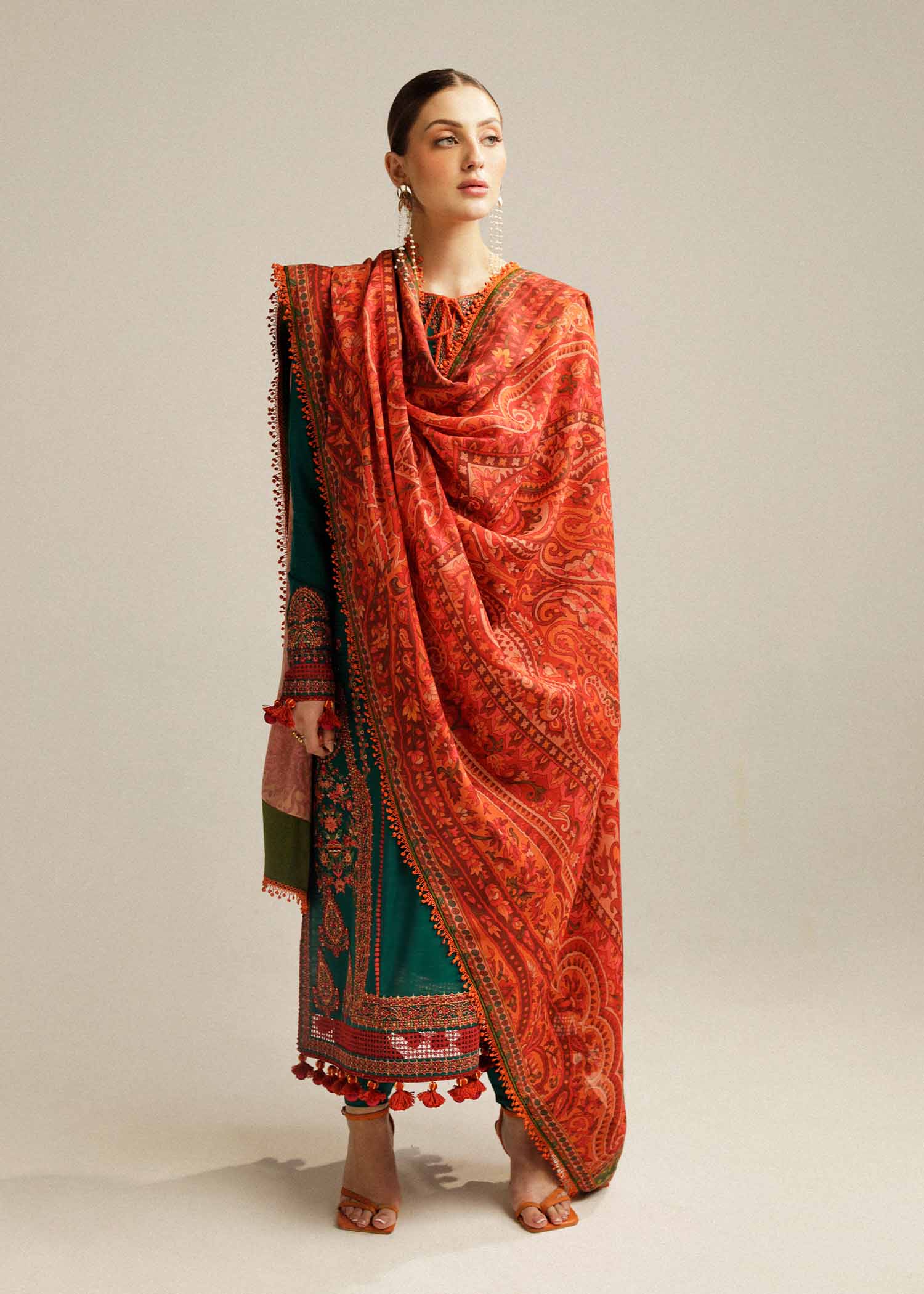 HUSSAIN REHAR-3PC SDHANAK EMBROIDED SUIT SD-12