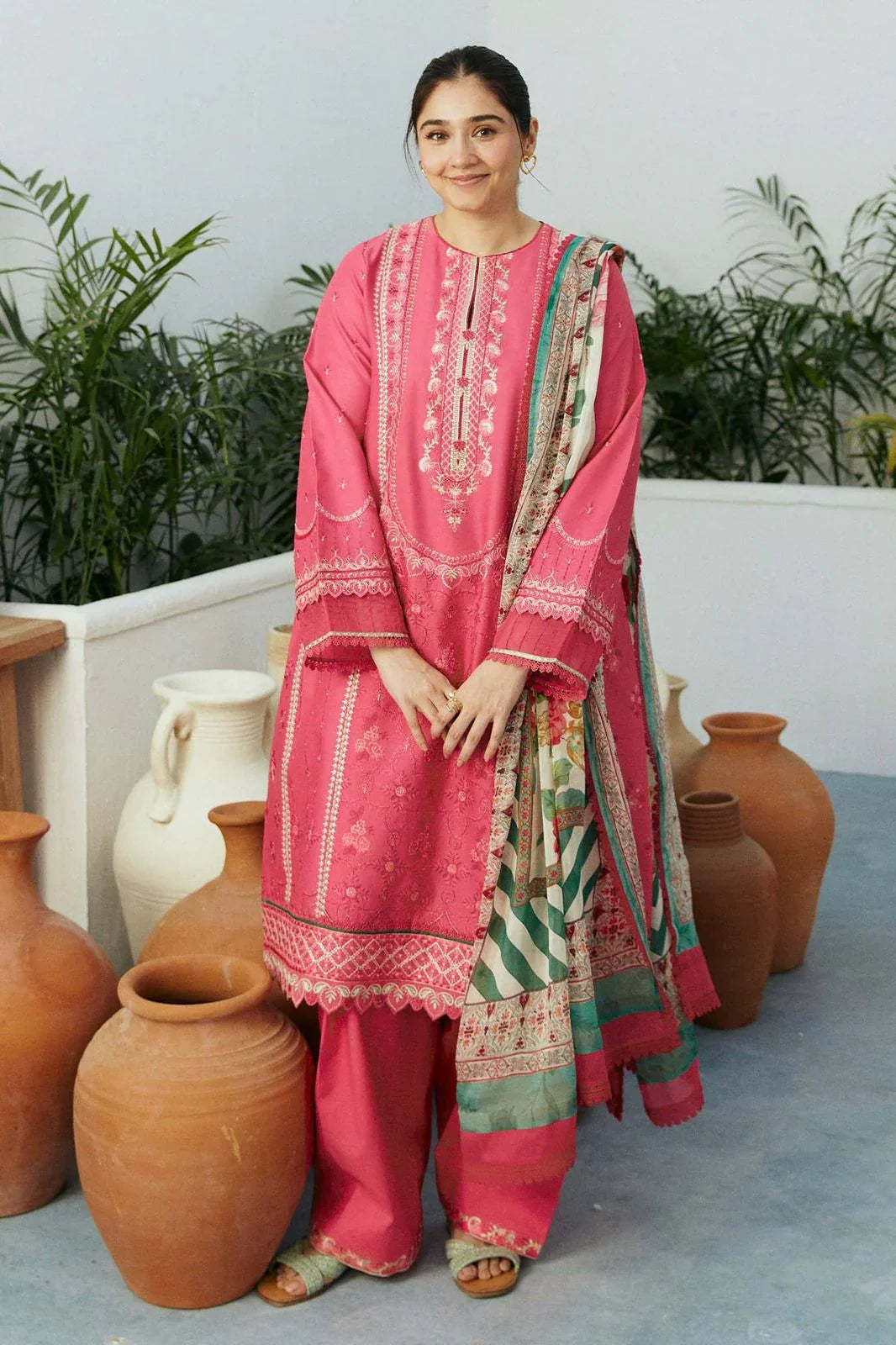 ZARA SHAHJAHAN-3PC DHANAK EMBROIDERED SUIT - SD-06