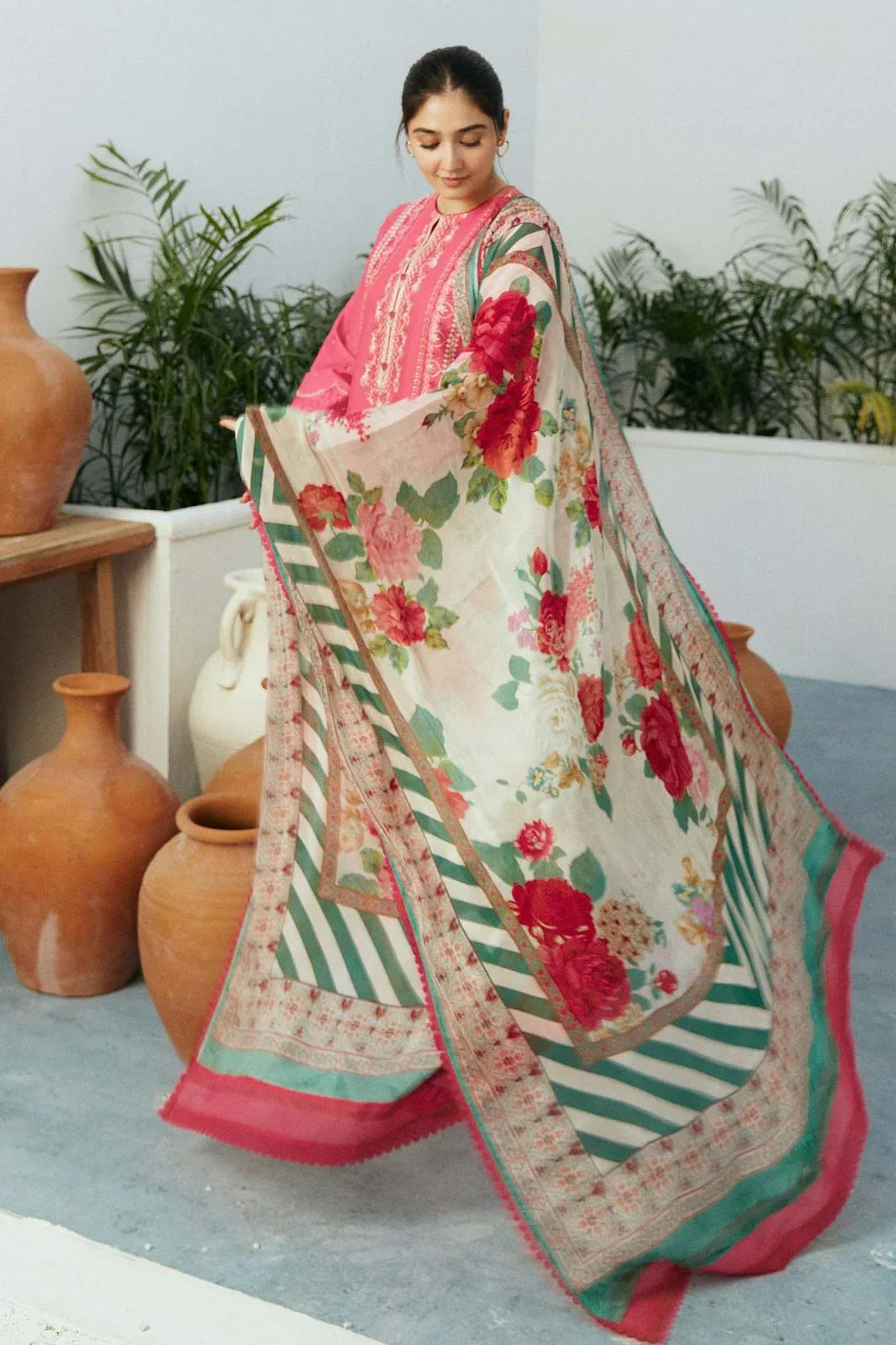 ZARA SHAHJAHAN-3PC DHANAK EMBROIDERED SUIT - SD-06