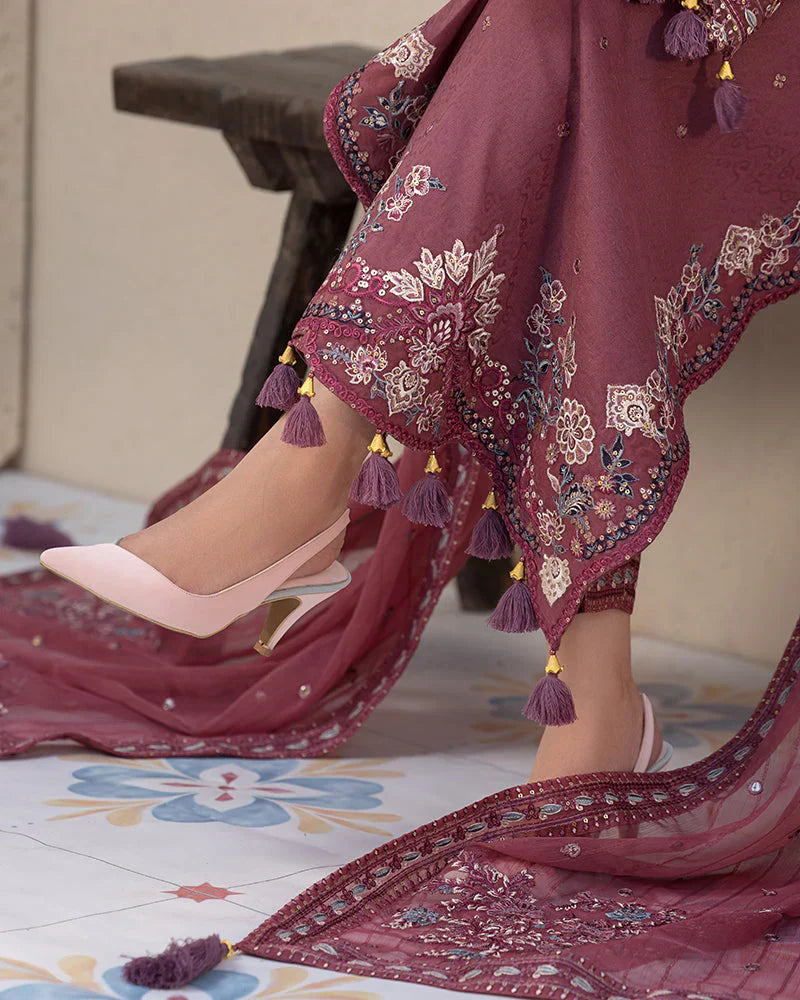JADE-3PC DHANAK SEQUENCE EMBROIDERED SUIT SD-13