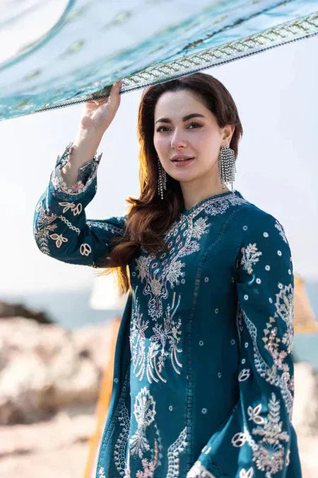 QALAMQAR-3PC DHANAK HEAVY EMBROIDERED SUIT SD-35