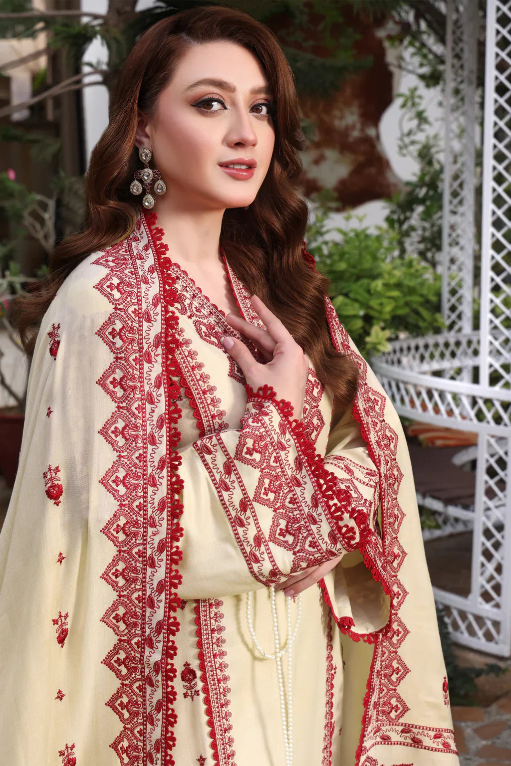 ASIM JOFA-3PC DHANAK EMBROIDERED SUIT SD-40