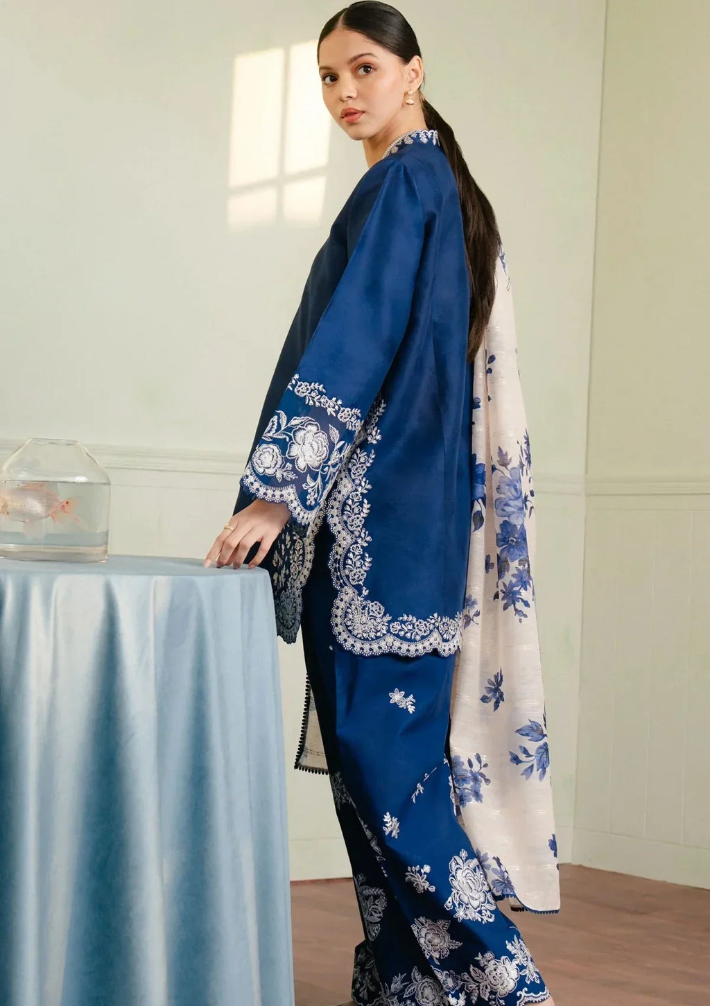 ZARA SHAHJAHAN-3PC DHANAK HEAVY EMBROIDERED SUIT SD-15