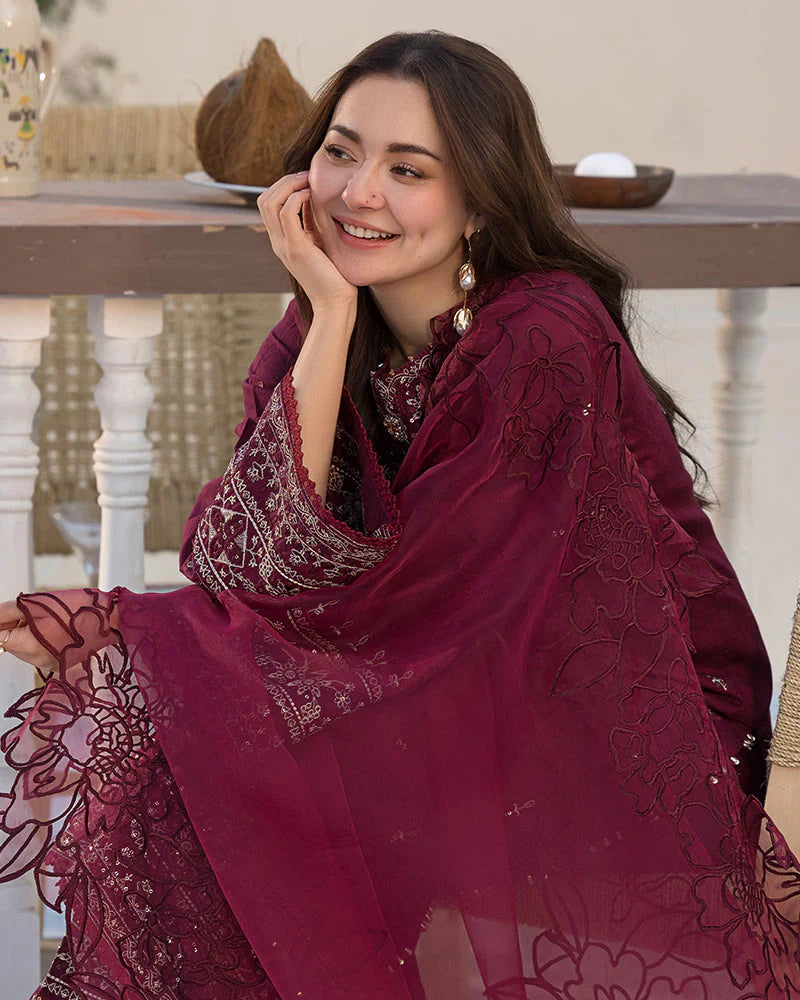 QALAMQAR-3PC DHANAK HEAVY EMBROIDERED SUIT SD-48
