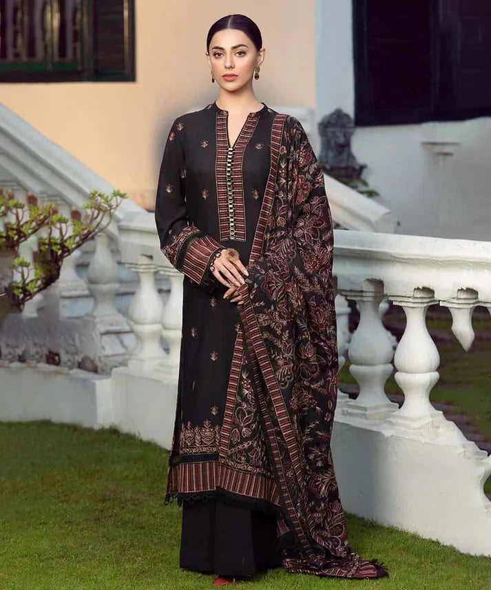 BAREEZE- 3PC DHANAK EMBROIDERED SUIT-SD-34
