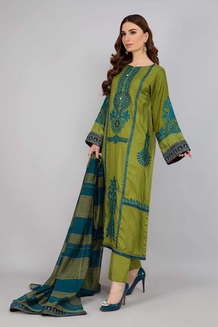 MARIA B-3PC DHANAK EMBROIDERED SUIT-SD-47