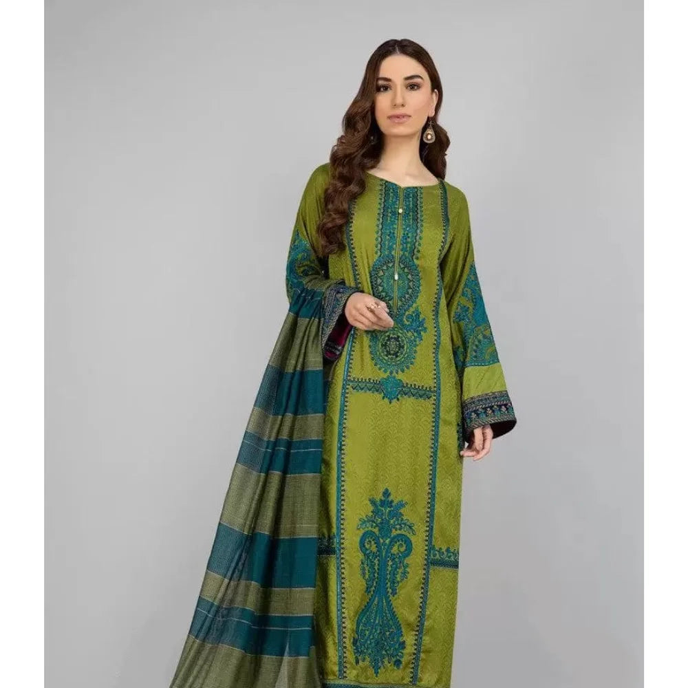 MARIA B-3PC DHANAK EMBROIDERED SUIT-SD-47