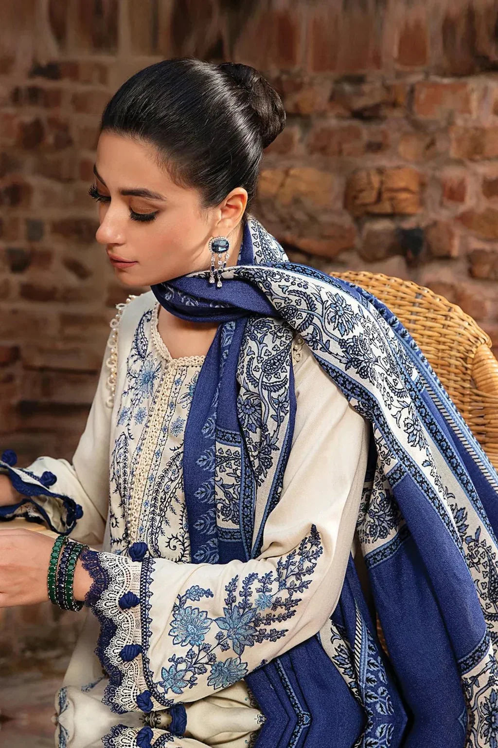 MARIA B-3PC DHANAK EMBROIDERED SUIT SD-30