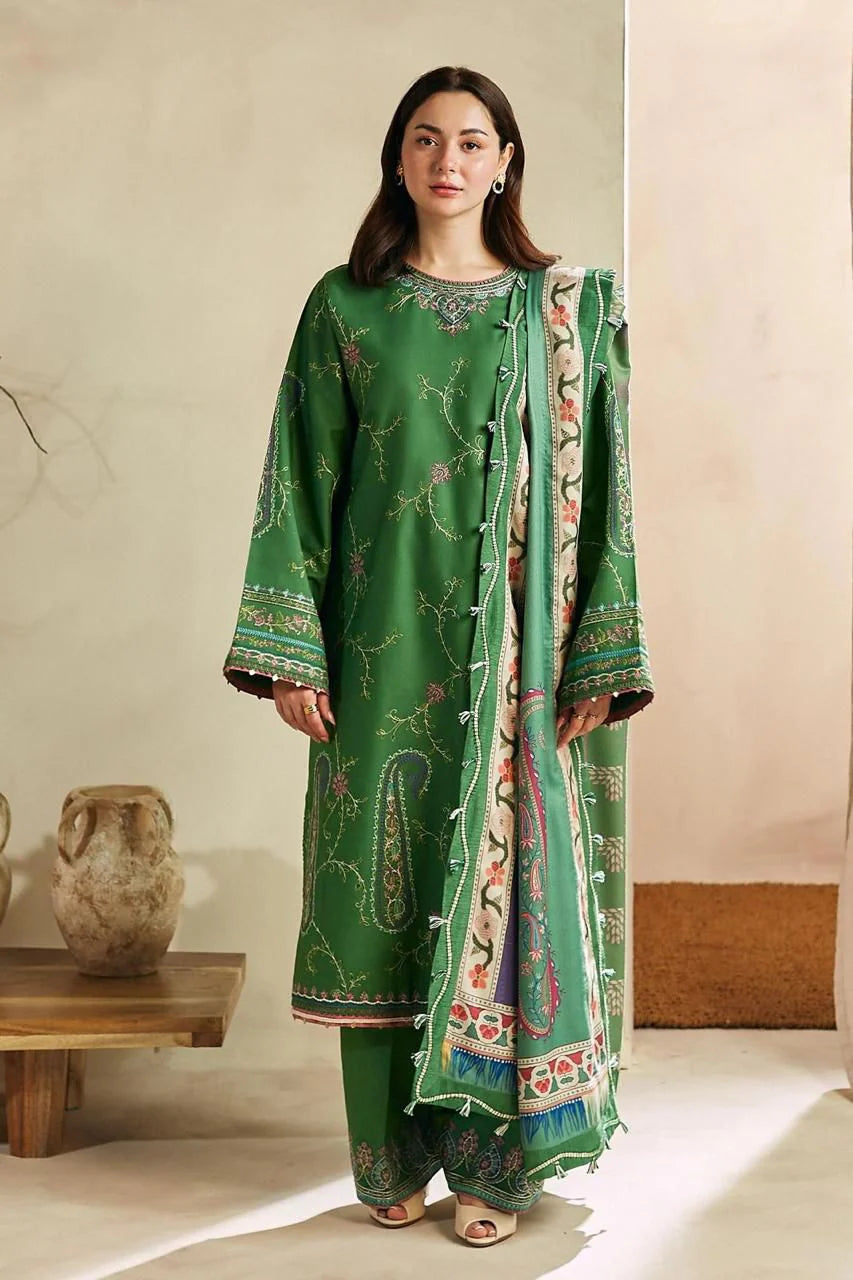 ZARA SHAHJAHAN-3PC DHANAK EMBROIDERED SUIT-SD-51