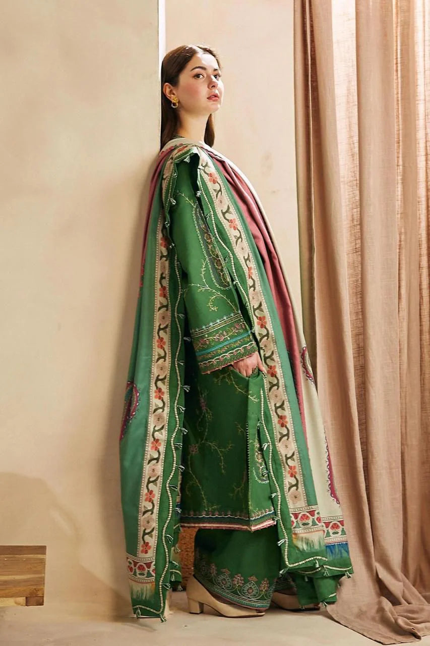 ZARA SHAHJAHAN-3PC DHANAK EMBROIDERED SUIT-SD-51