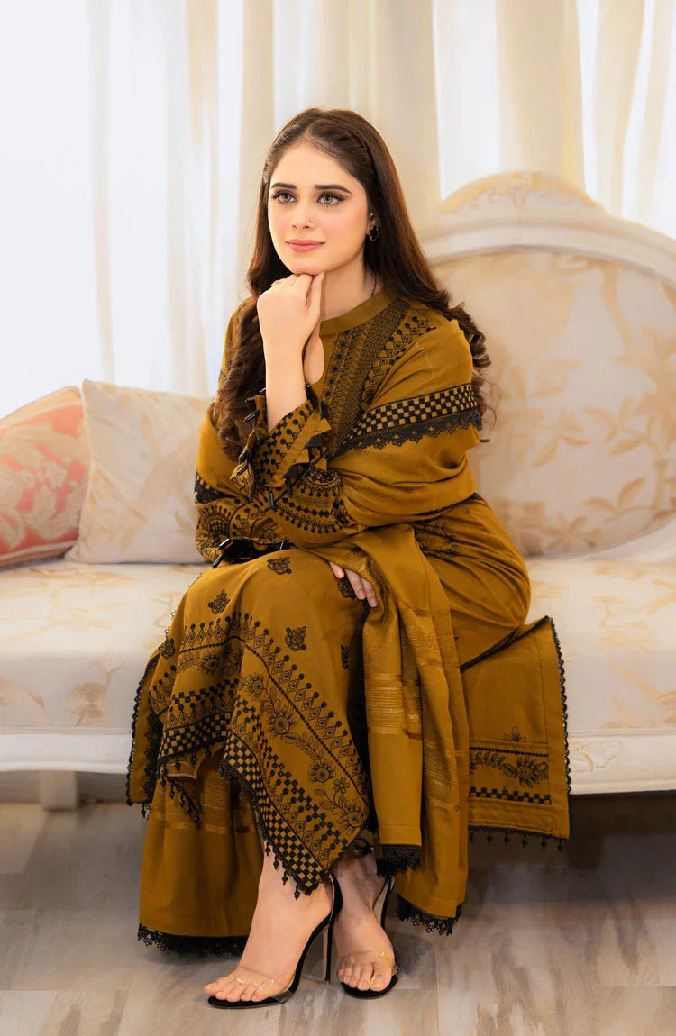 LIBAAS-3PC DHANAK EMBROIDERED SUIT SD-45