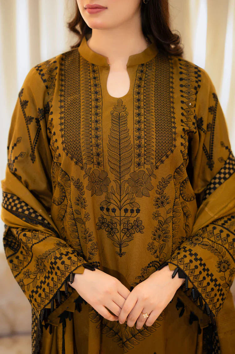 LIBAAS-3PC DHANAK EMBROIDERED SUIT SD-45