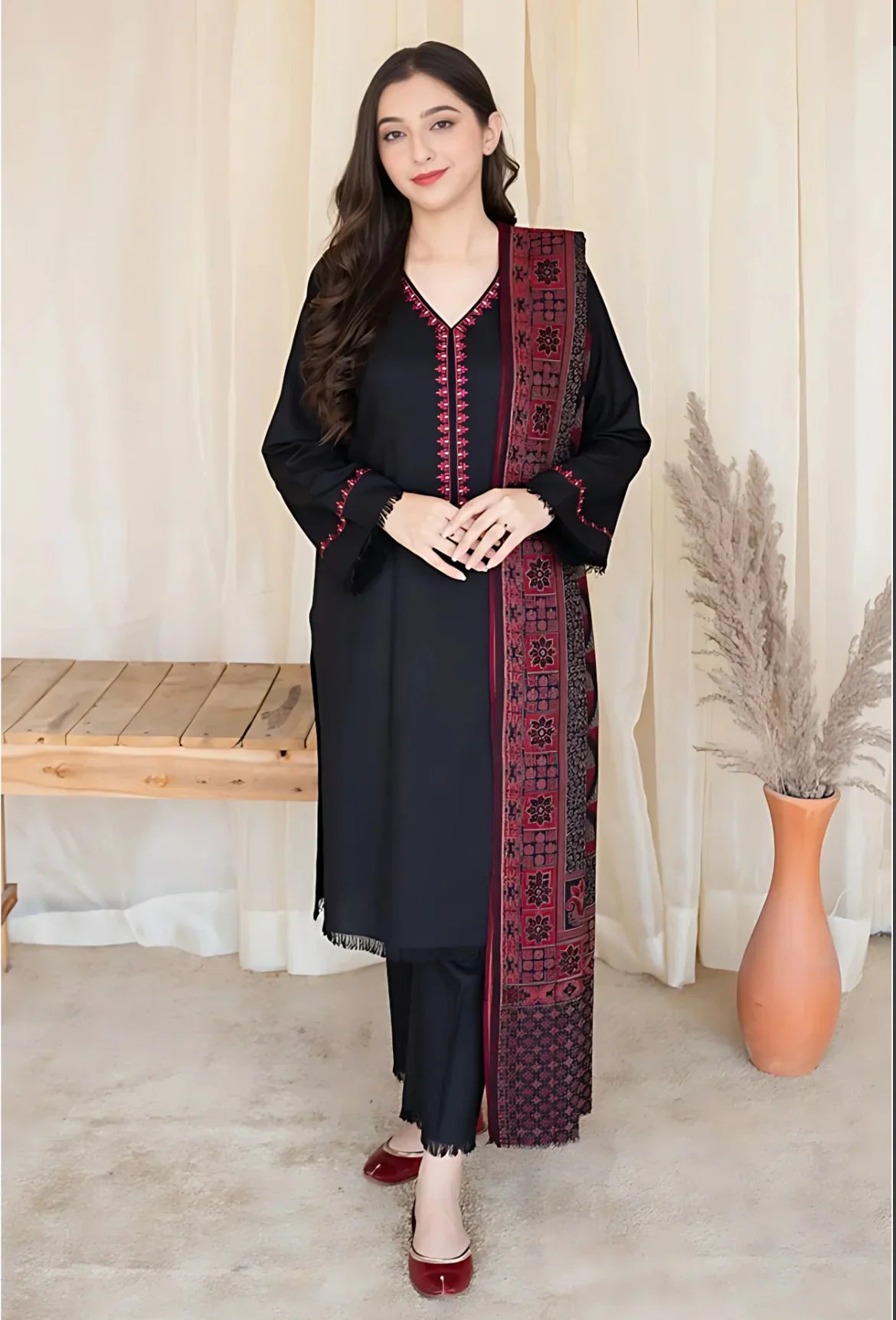 AISLING-3PC DHANAK EMBROIDERED SUIT SD-31