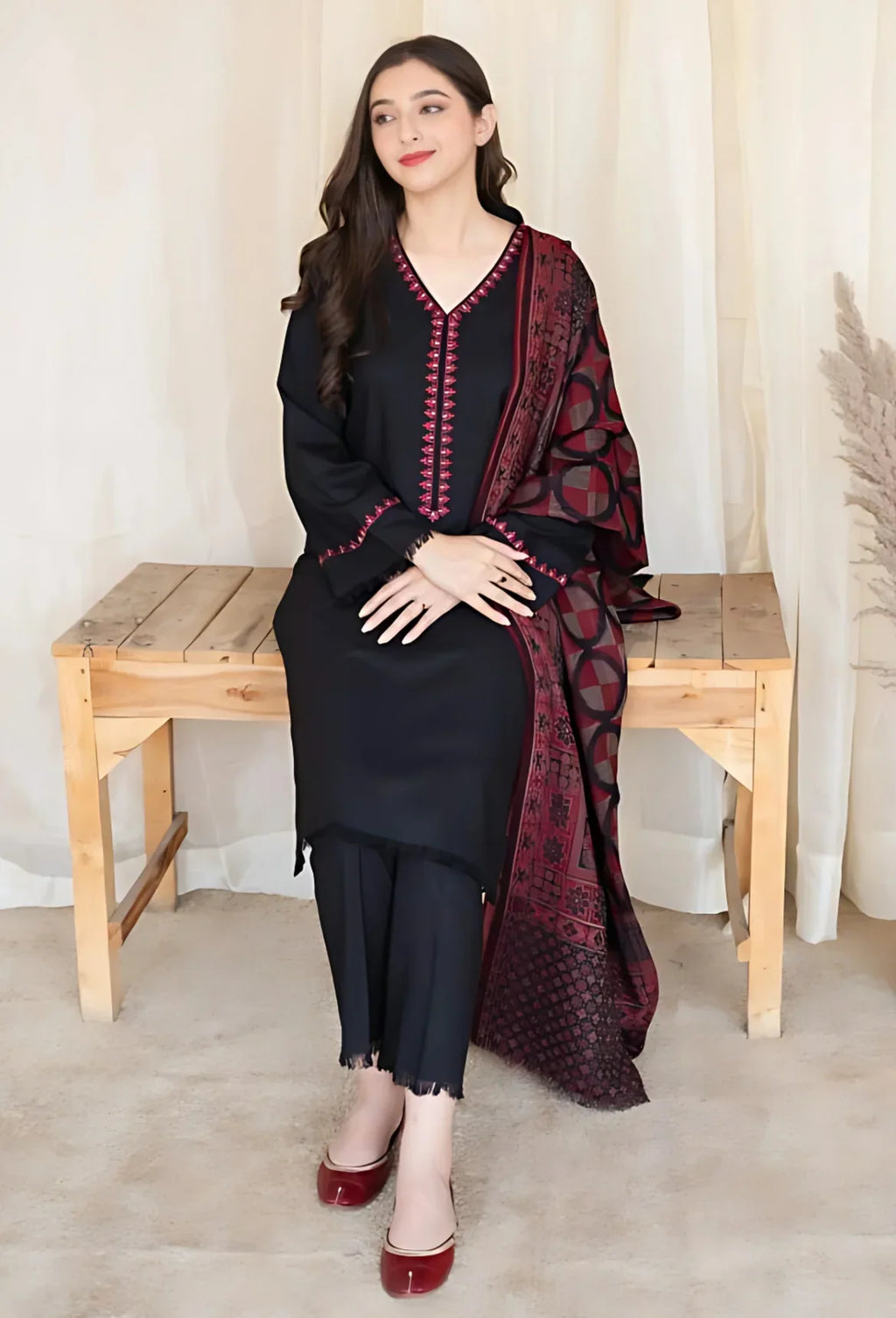 AISLING-3PC DHANAK EMBROIDERED SUIT SD-31