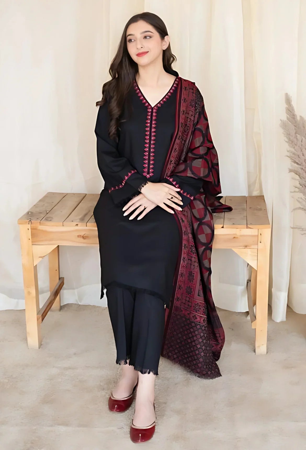 AISLING-3PC DHANAK EMBROIDERED SUIT SD-31