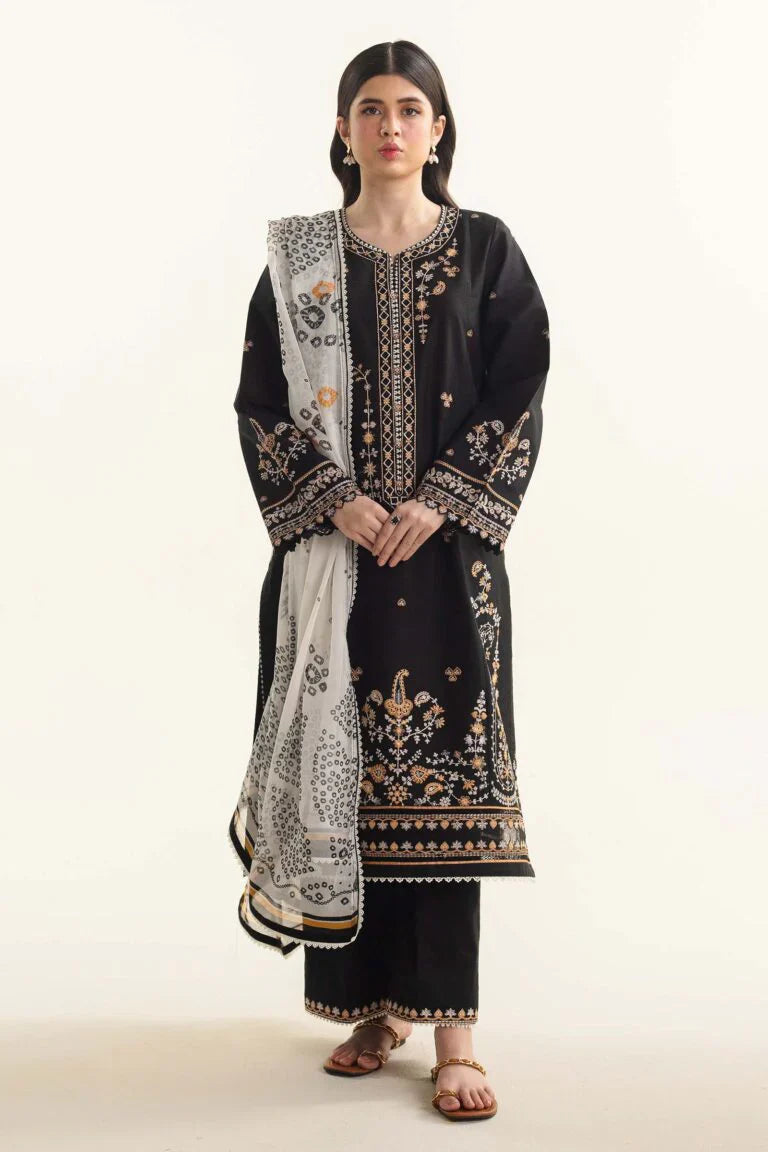ZARASHAJAN-3PC DHANAK EMBROIDERED SUIT SD-33