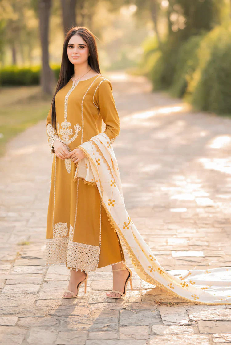 LIBASS-3PC DHANAK EMBROIDERED SUIT SD-46