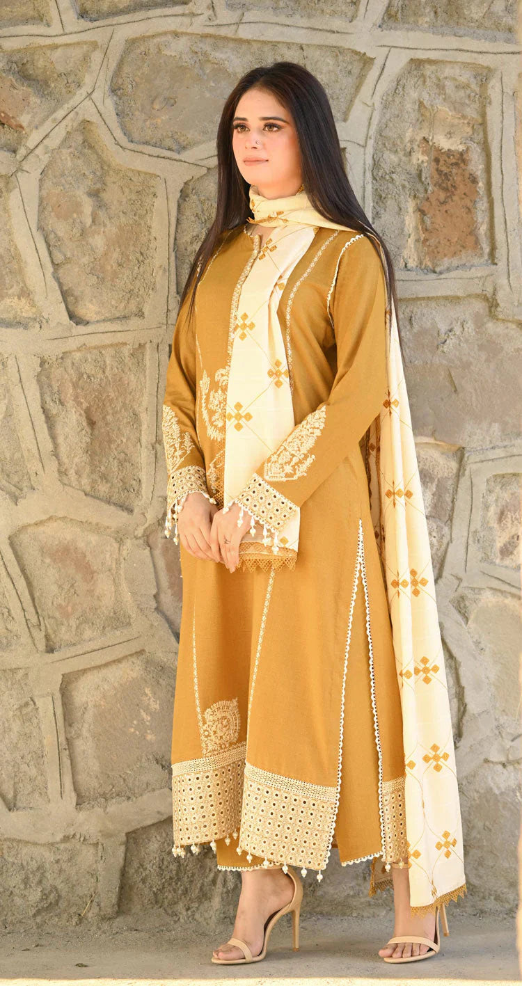 LIBASS-3PC DHANAK EMBROIDERED SUIT SD-46