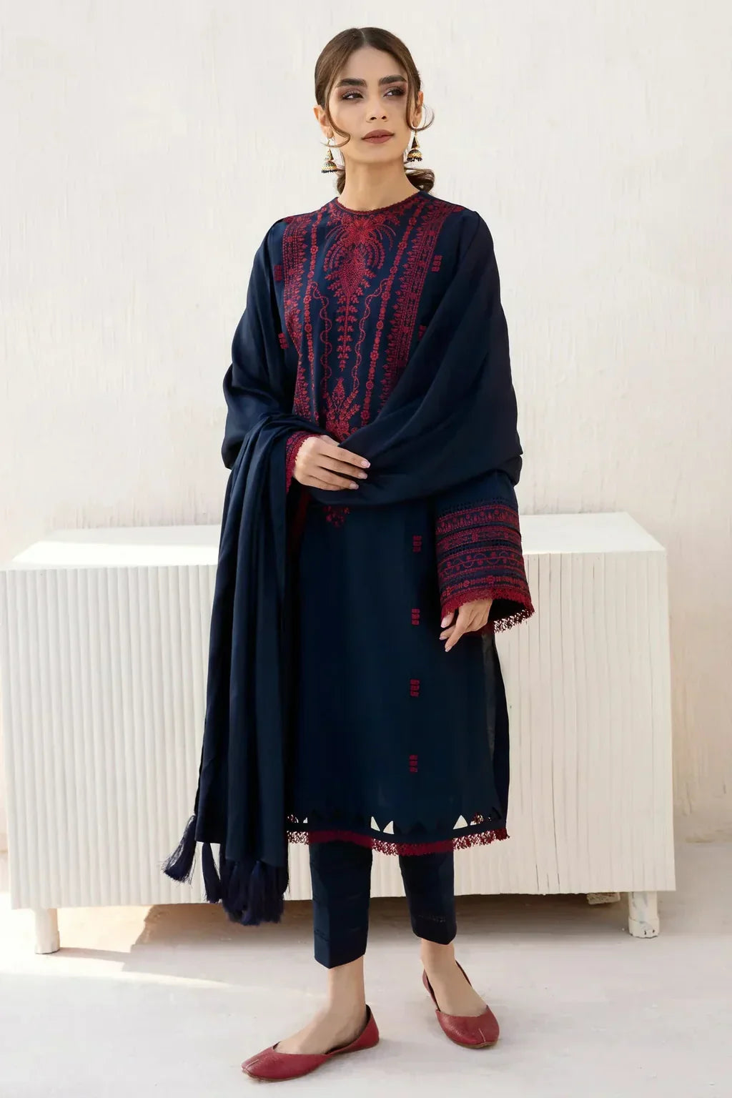 JAZMIN-2PC DHANAK EMBROIDERED SUIT SD-36
