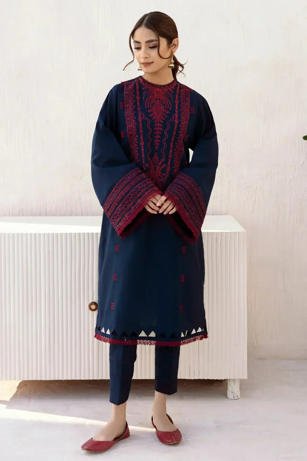 JAZMIN-2PC DHANAK EMBROIDERED SUIT SD-36
