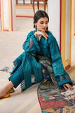 Teal Blue Printed Lawn Suit – 3 Piece
