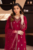 Maroon Embroidered Festive Suit - 3 Piece