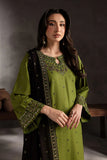 Olive Green Embroidered Lawn Suit- 3 piece