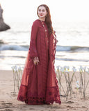 Crimson Maroon Embroidered Lawn Suit – 3 Piece