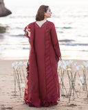 Crimson Maroon Embroidered Lawn Suit – 3 Piece