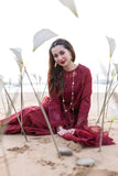 Crimson Maroon Embroidered Lawn Suit – 3 Piece